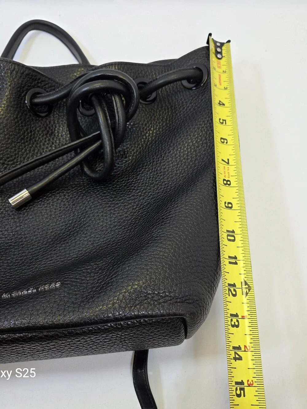 Michael Kors Black Pebbled Leather Drawstring Backpack Quiet Luxury Large